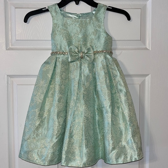 American Princess Icy Silver & Blue Dress sz 4 - Picture 1 of 9